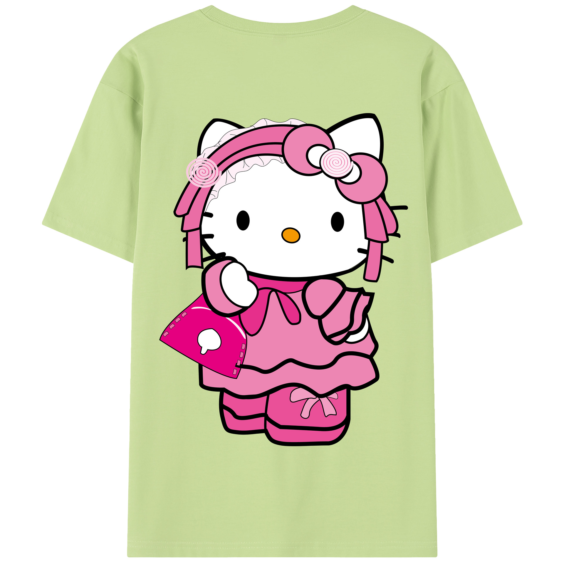 （画像用） Hello Kitty ハローキティ 綿100％半袖Tシャツ（背面プリント）
